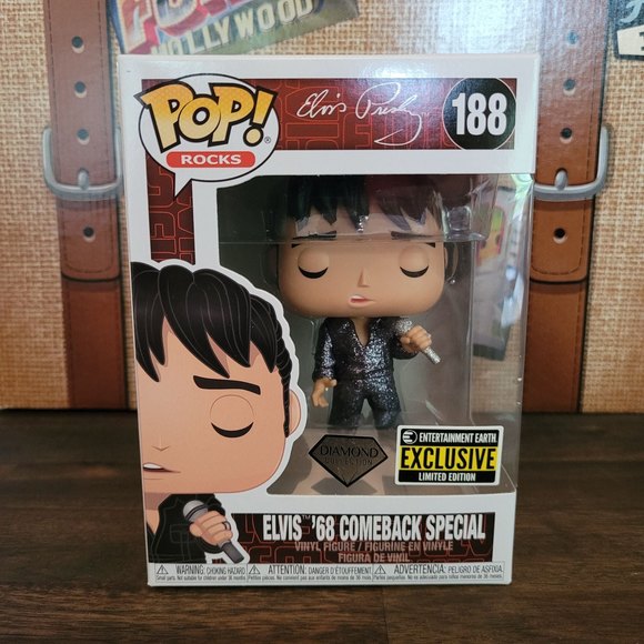 Funko Other - Funko Pop Diamond Elvis 68 Comeback Special Entertainment Earth Exclusive